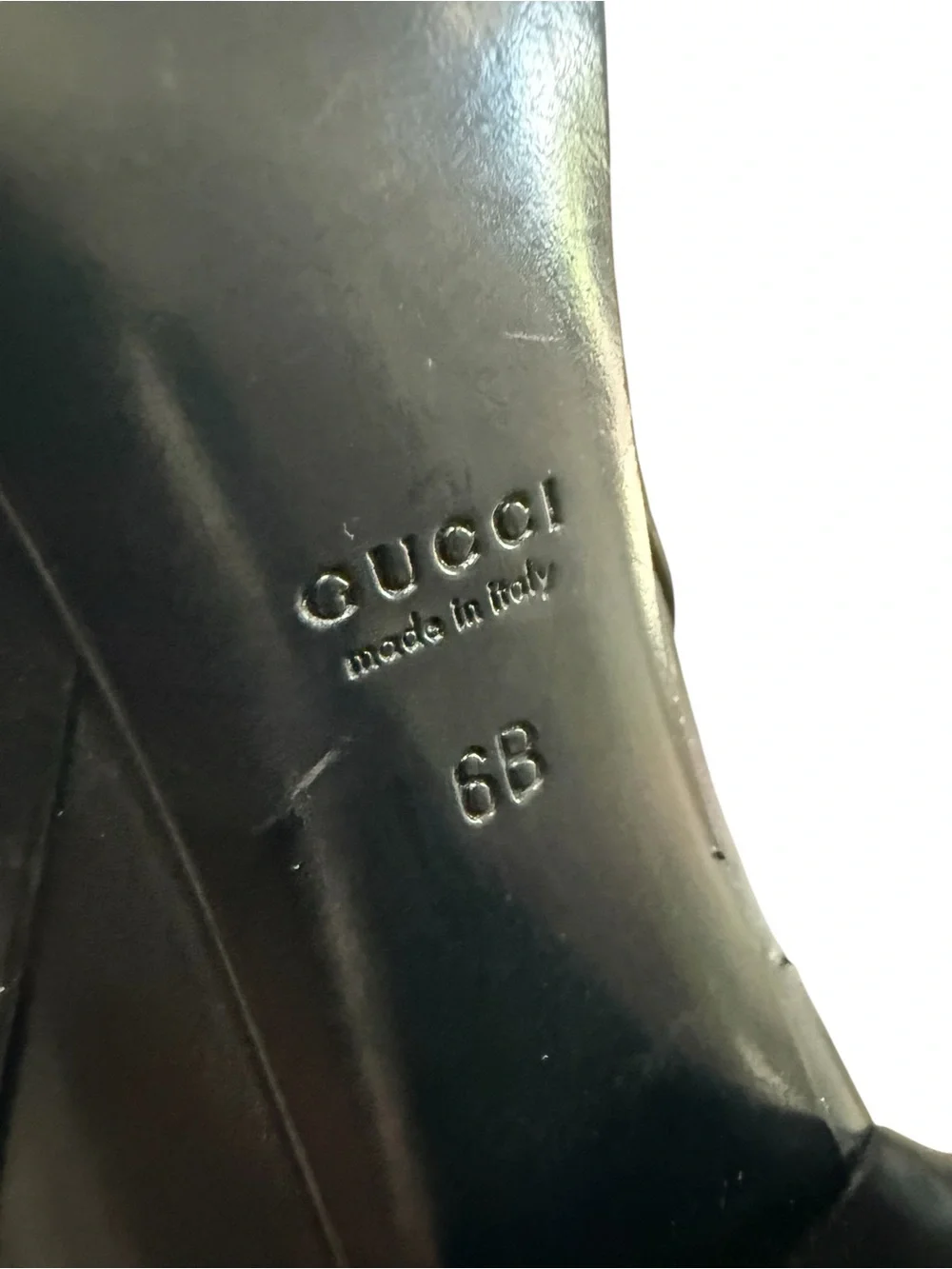 Gucci Elisabeth 206778 Women's Black Leather Knee-High Heeled Boots 6B Italy EUC